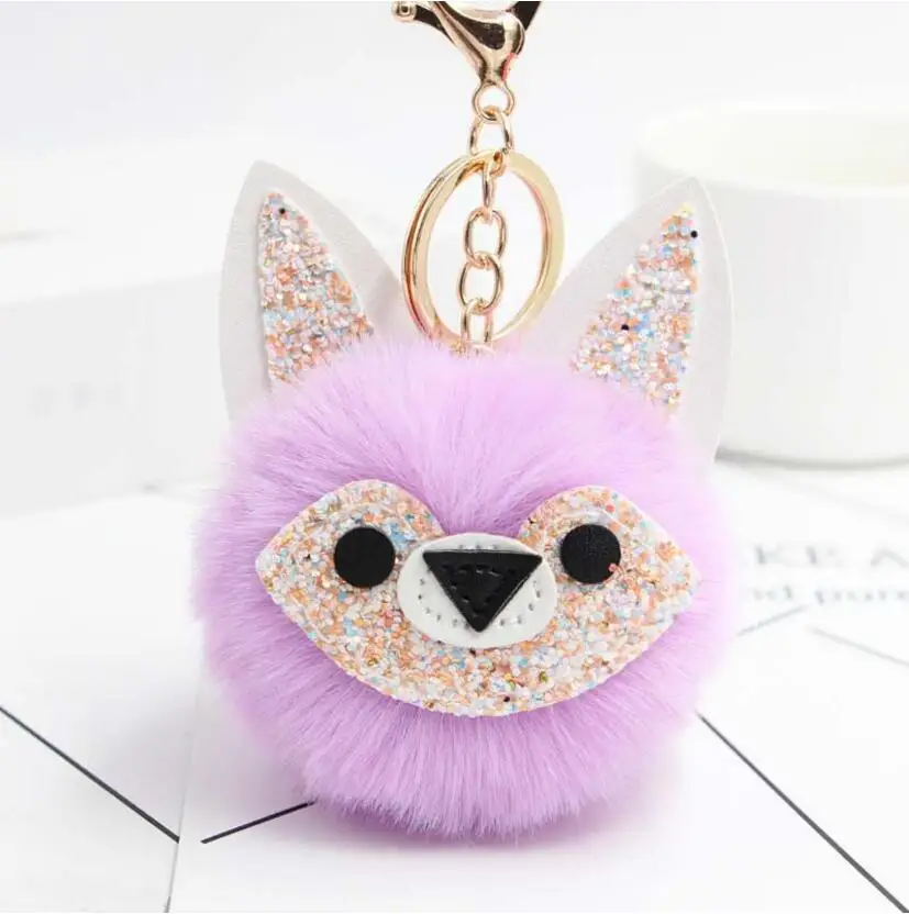 

2018 New Little Fox Porte clef Women Fluffy Keychain Pompom llavero fake Rabbit fox Fur Ball Bag Key Chain Chaveiro sleutelhange