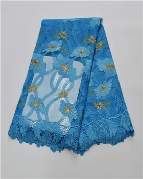 

French Net Lace Fabric Latest african guipure lace fabric with stones mesh tulle fabric 16A20