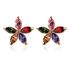 5 шт. Маркиза вырезать разноцветные AAA+ CZ серьги в виде цветка с бесплатной доставкой