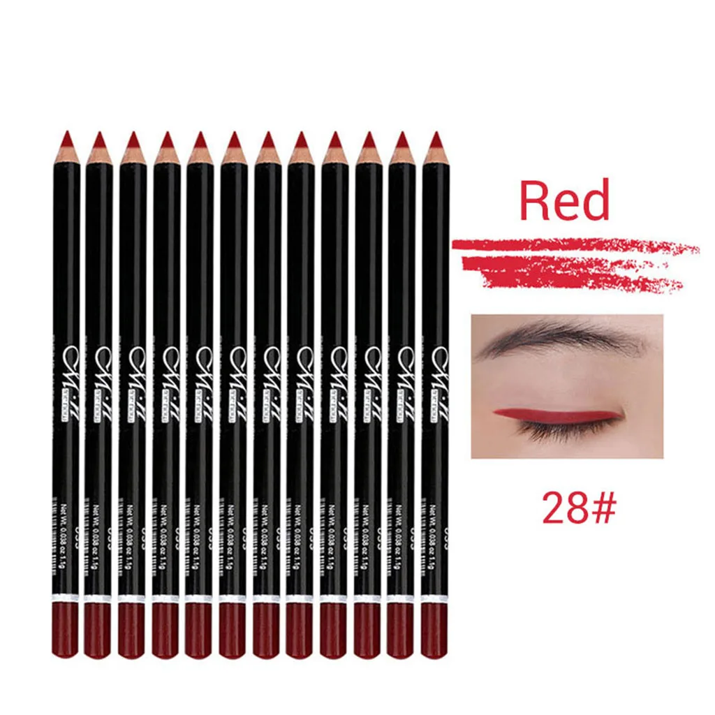Beauty Eye Lip Cosmetics Liner Pencil Set, Lasting & Waterproof Eyeliner Shadow Liner Pencil Kit Pack of 12