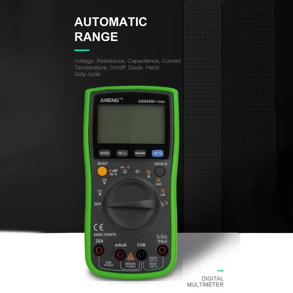 ANENG AN860B + 6000 отсчетов ЖК Аналоговый Цифровой мультиметр DMM детектор тестер пиковый