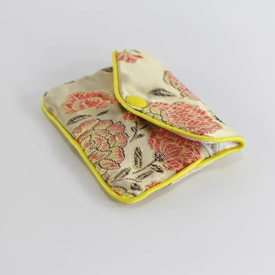 Ювелирные изделия шелковый кошелек мешочек маленькие ювелирные изделия Подарочная сумка китайский из вышитой парчи монет органайзеры карман для женщин девочек - Цвет: Оранжевый