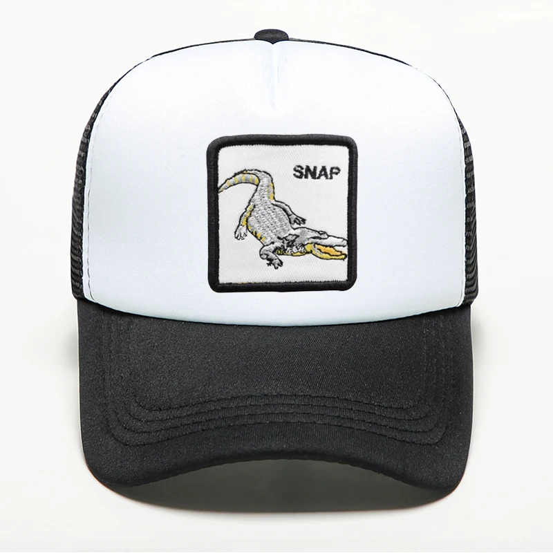 

Punk Style Crocodile Printing Caps Unisex Adult Hip Hop Adjustable Mesh Hats Women Men's Summer Shade Breathable Polyester Hats