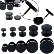Brinco de auricular falso de aço inoxidável, brinco de 18g preto com gancho 6-14mm para mulheres, 1 peça piercing do corpo dos homens, jóias