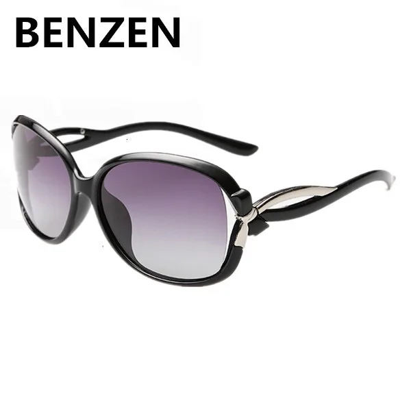 BENZEN, женские солнцезащитные очки, поляризационные, негабаритные, с бантом, солнцезащитные очки для женщин, женские солнцезащитные очки, Oculos De Sol Feminino, чехол 6010 - Цвет линз: BLACK