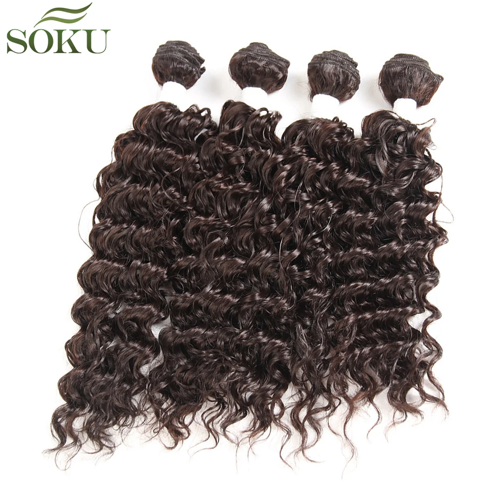 

SOKU Loose Deep Synthetic Hair Weaves Bundle 16"16"18"18" Heat Resistant Hair Weaving 178g 4pieces/lot Medium Brown Hair Bundles