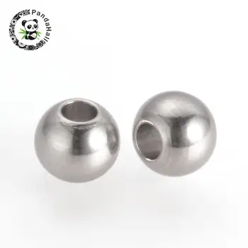 

304 Stainless Steel Bead Spacers, Round, Stainless Steel Color, 6x5mm, Hole: 2mm