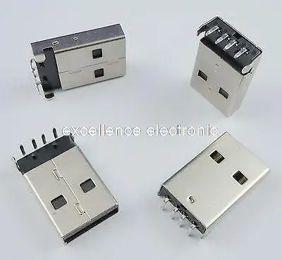 

100Pcs USB 4 Pin Type-A Female Right Angle DIP Connector DIY