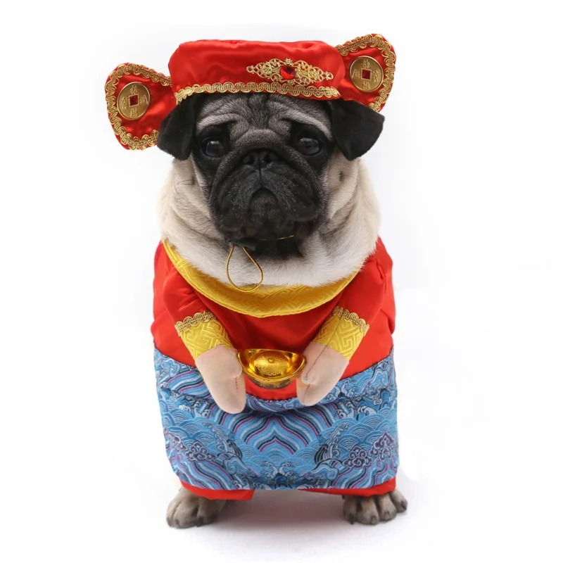 Собака в китайском стиле новогодний костюм бог богатства дизайн Pet Одежда Набор домашних животных собака кошка зима Веселая одежда