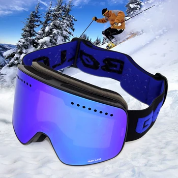 

YFXcreate Cylindrical magnetic outdoor ski glasses Double anti-fog professional ski goggles Wide view outdoor sports glasses