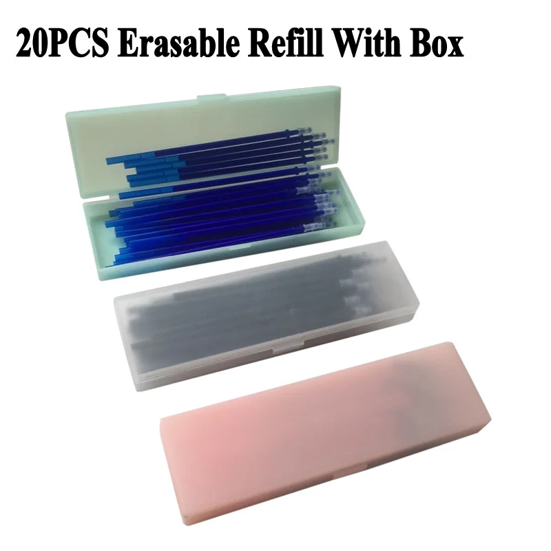 

20Pcs Refill with Box 0.5mm Erasable Pen Refill Rod Blue Black Red Ink Gel Pen Refills Washable School Office Writing Stationery
