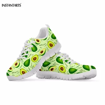

INSTANTARTS Tropical Fruit Avocado Printing Woman Lace Up Sneakers Summer Running Shoes for Women Sports Athletic Jogging Shoes
