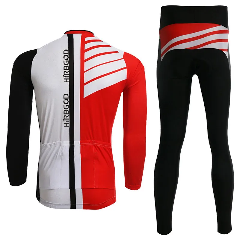 Hirbgod мужские Длинные рукава велосипедные костюмы Красный, черный, белый полосатый велорубашка Джерси + Штаны dh Одежда MTB Велосипеды набор