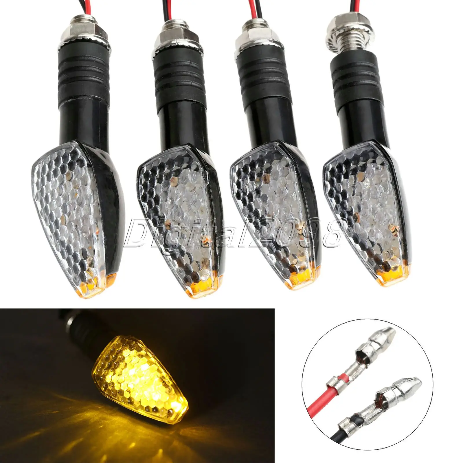 

4X UNIVERSAL MOTORCYCLE LED TURN SIGNAL Motorbike AMBER INDICATOR Light Chopper Turn Signals Blinker Motorcycle Accessories