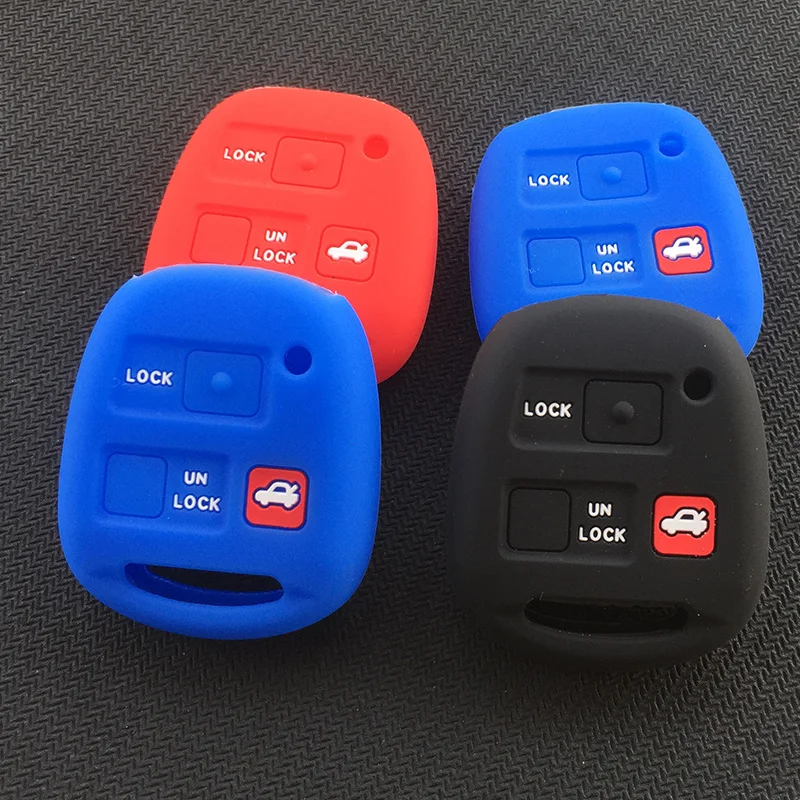 

Silicone Car Key Cover Case For Toyota Avensis Camry Corolla For Lexus 3 Buttons Remote Key Jacket Fob Case Car styling No Logo