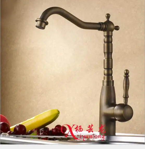 

Factory wholesale antique 100% copper kitchen faucet hot & cold single handle single hole water tap sink faucet 360 rotation