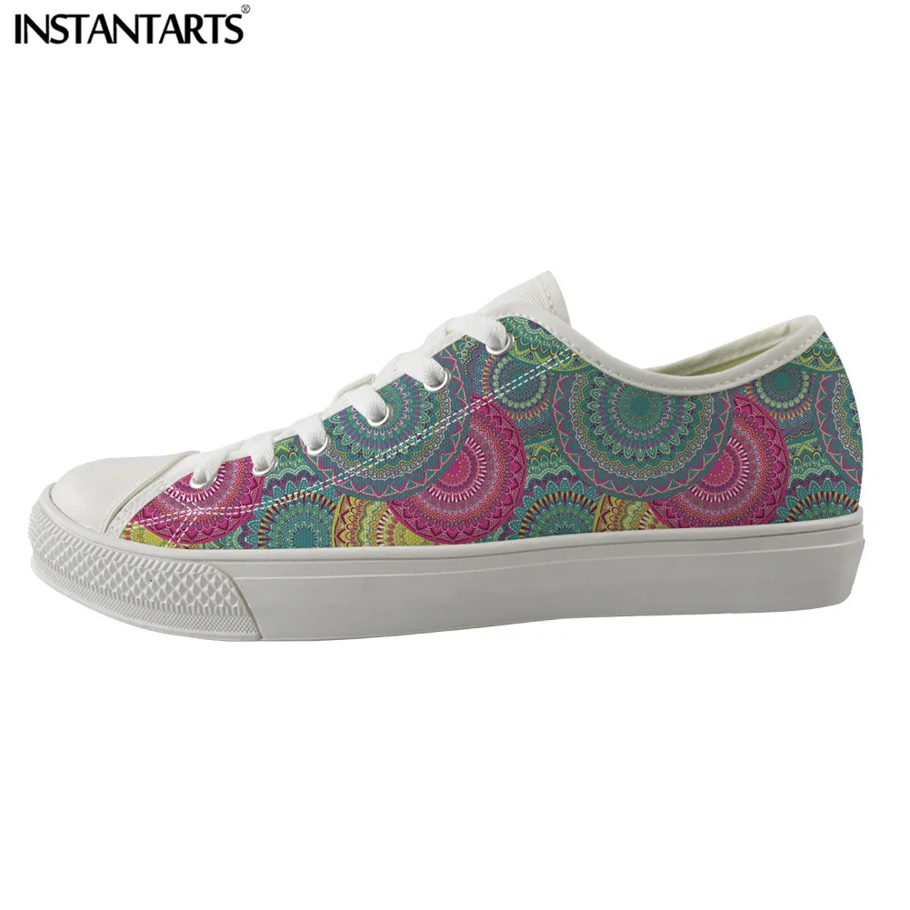 

INSTANTARTS Bohemian Mandala Pattern Women Low Top Canvas Shoes Breathable Comfort Female Sneakers Spring Ladies Casual Flats