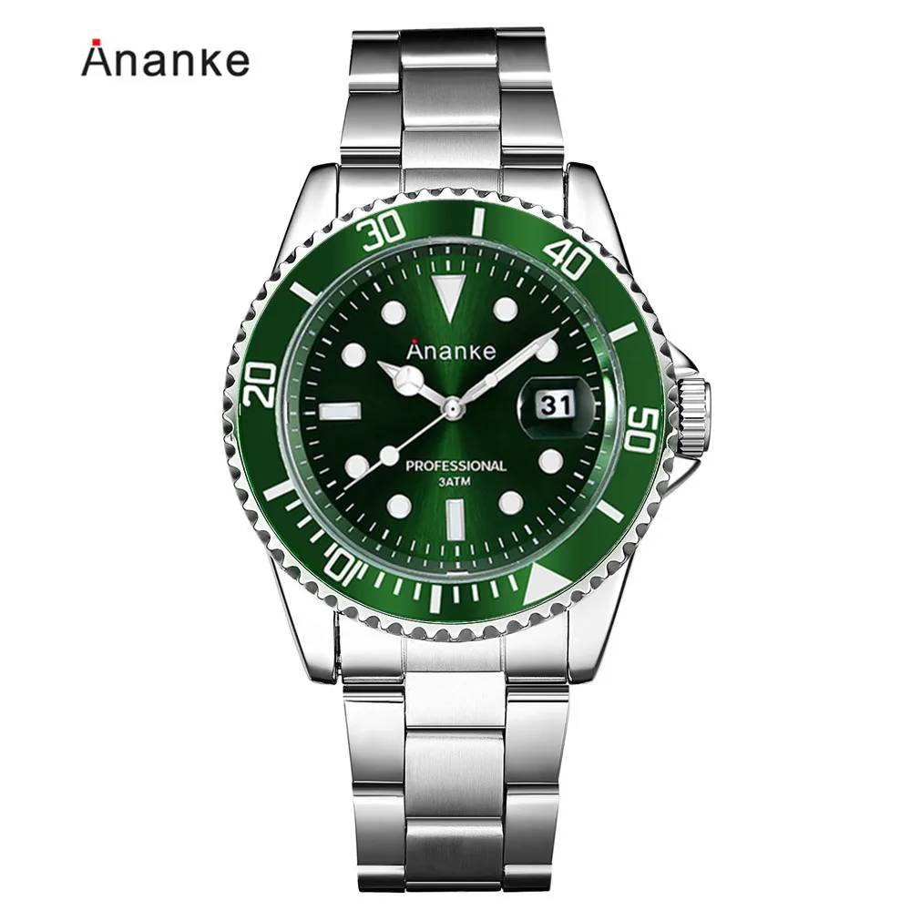 

Ananke Mens Stainless Steel watch Luminous Hands Auto Date Sport Analog 3ATM Waterproof Japanese Quartz Movement Male Watch
