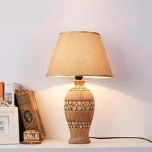 В китайском стиле керамический Настольный светильник для спальни прикроватный стол для гостиной, ресторана, пасторальный кантри, ткань, настольная лампа CL