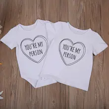 Sister Brother Top Children Boys T-shirt Newborn Baby Bodysuit Outfits Summer Short Sleeve Costume Cute Letter White T-shirt
