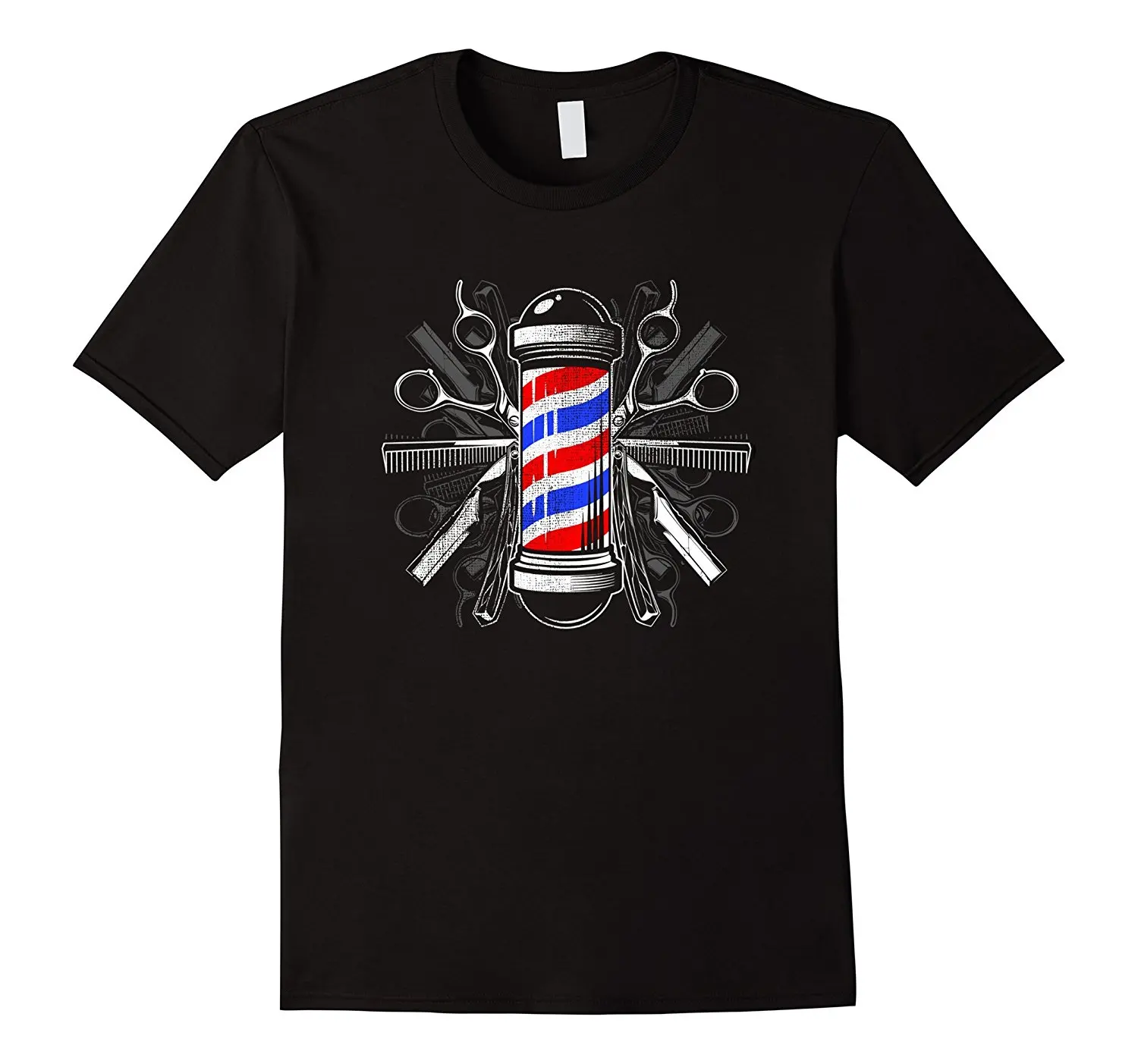 

2019 New Summer Cool Tee Shirt Barbers Pole Scissor Hair Clippers Comb T Shirt - Barber Tee Cotton T-shirt