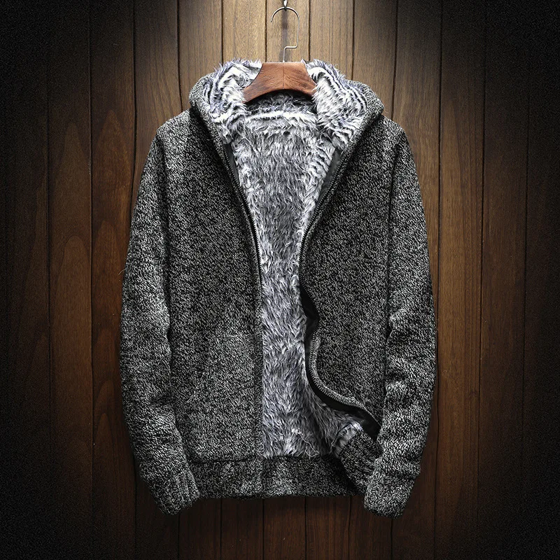 

New 2018 knitting thick Hoodie Zip Hooded men Sweatshirts