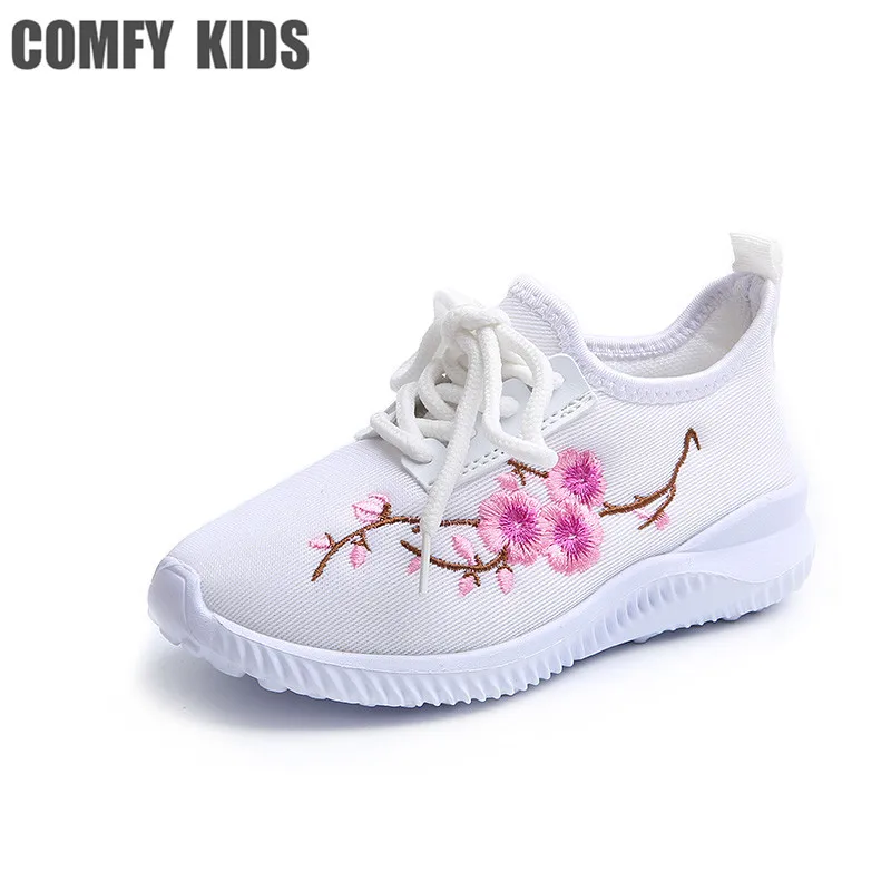 Baskets d'automne pour enfants | Chaussures confortables, baskets de sport ultra-légères, brodées, motif floral, tendance, nouvelle collection 2019