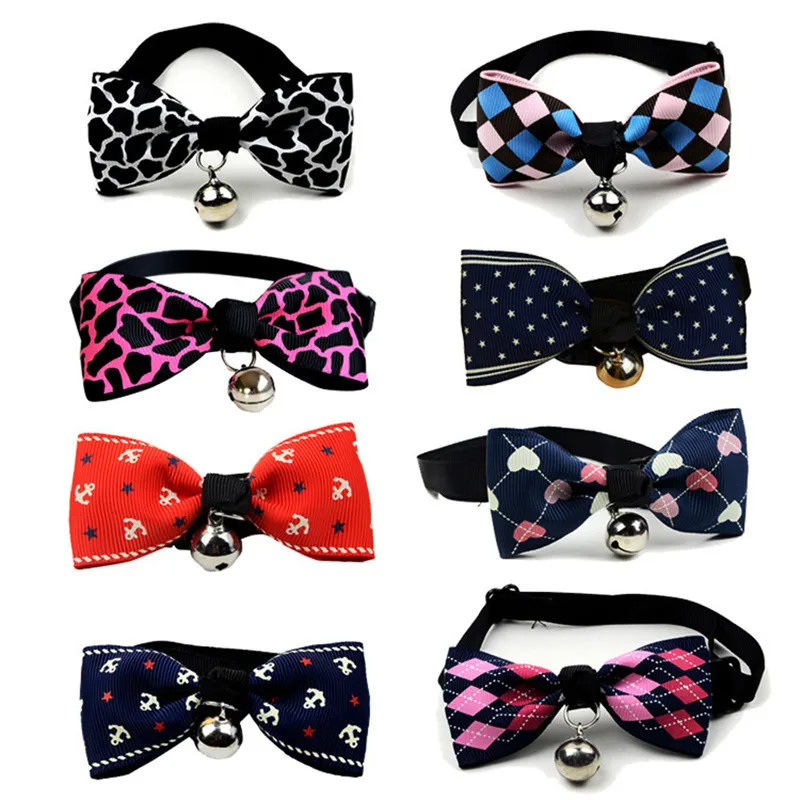 

Fashion Adjustable Puppy Kitten Dog Cat Pet Bow Tie With Bell Necktie Collar 1Pc