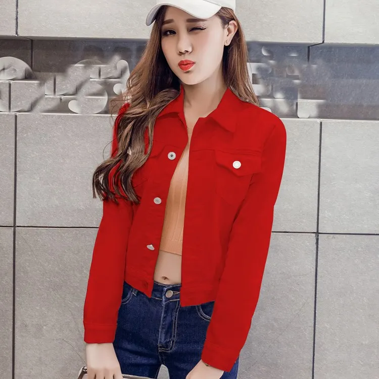 2018 5 Colors Autumn Women Slim Denim Jacket Short Jeans Overcoat Basic