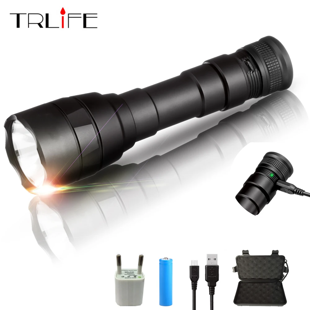 

8000 Lumens USB Rechargeable 18650 LED Flashlight Torch Super L2 Lamp Bead Tactical Waterproof Light Hunting Battery for Fishing