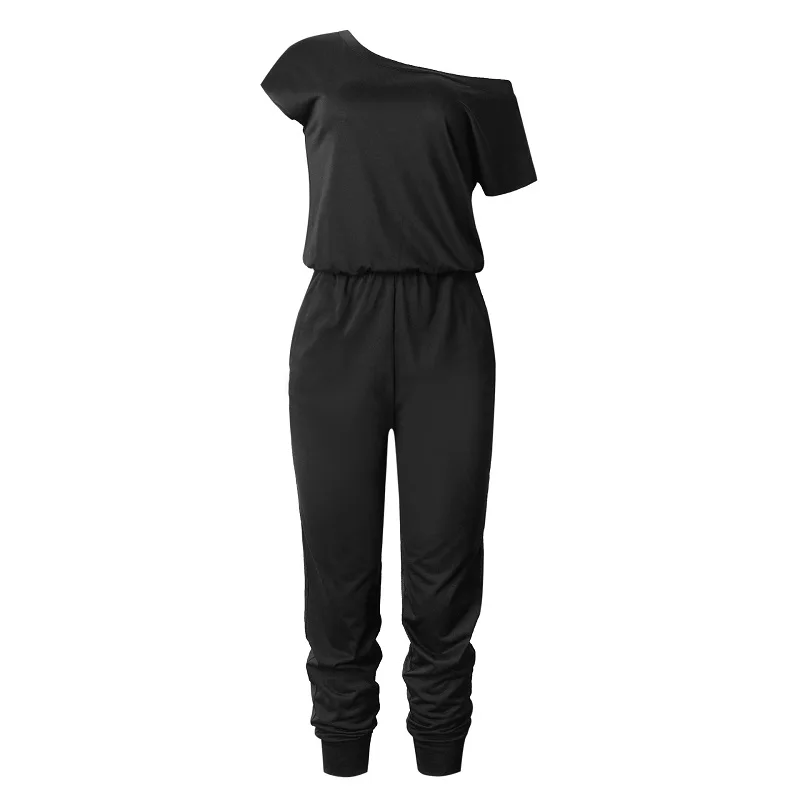 Весенне-летний модный женский повседневный комбинезон с коротким рукавом и карманами, цельные боди, женские комбинезоны - Цвет: 7-100251 Black