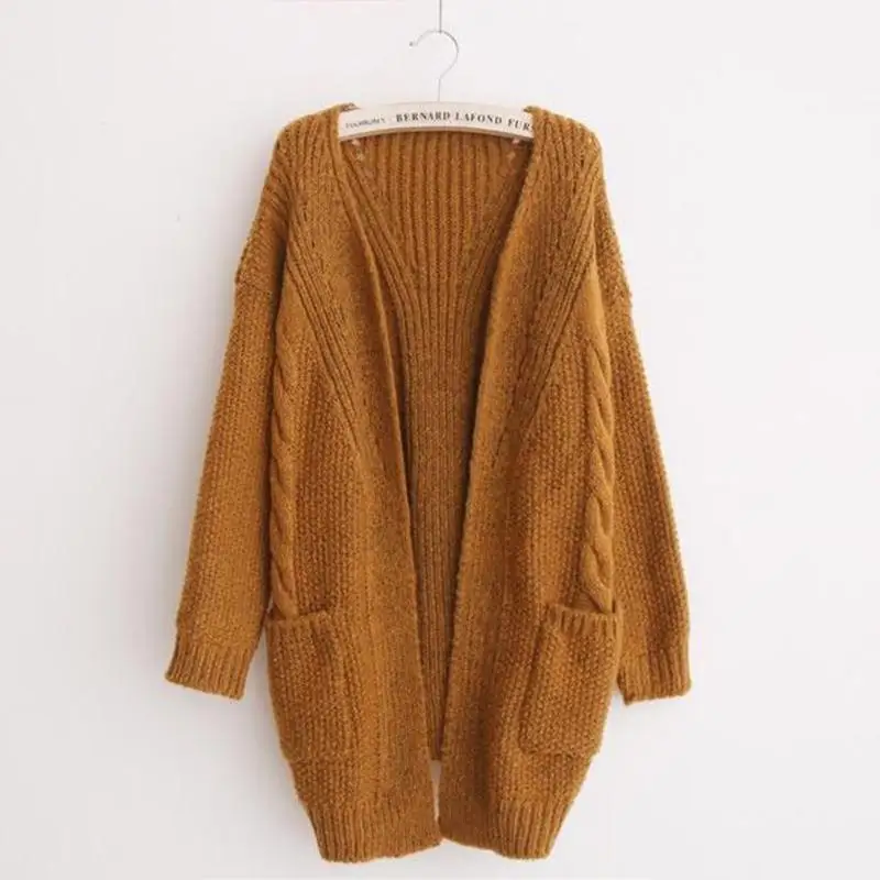 

Yfashion Fashion Women Casual Loose Knitwear Coat Thicken Warm Windproof Knitting Tops Simple Beautiful Natural Coat