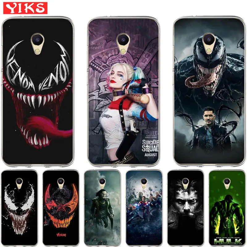 

Luxury Marvel Hero venom Cases For Meizu M5S M3S M5C M3 M5 M6 Note U10 U20 16th Case Back Cover The Avengers Coque Capinha Etui