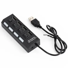 High Speed 480MBPS 4 Port USB 2 0 Hub Individual Power on off Switches LEDs indicator