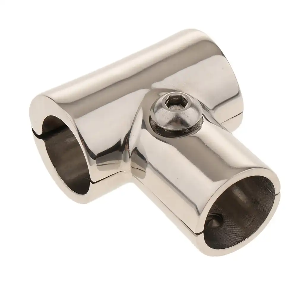 2 Pack 316 Stainless Steel Boat Marine Handrail 90 Degree T/Tee Fitting Rail Connector Split for