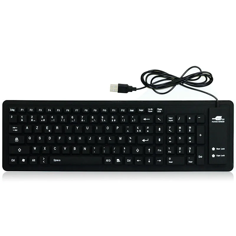 

JONSNOW Keyboard French Language 103 Keys Folding Wired Waterproof Soft Silicone Keyboard for Laptop Desktop Tablet Computer