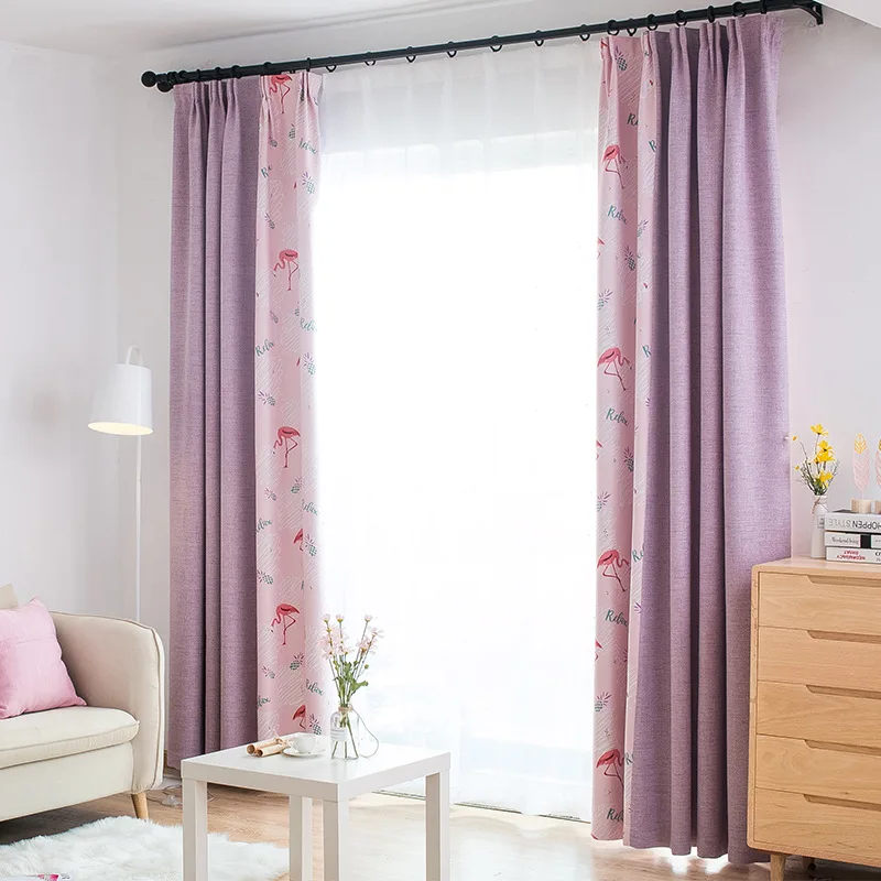 

Nordic Flamingo Printing Shading Curtains for Living Dining Room Bedroom.