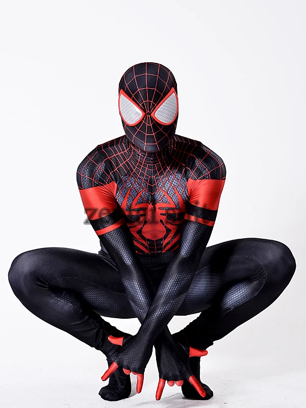 2020 Newest Spider Man Miles Morales Ps5 Costume Spandex Fullbody Spider Man Costume For Halloween Cosplay Party Suit Movie Tv Costumes Aliexpress