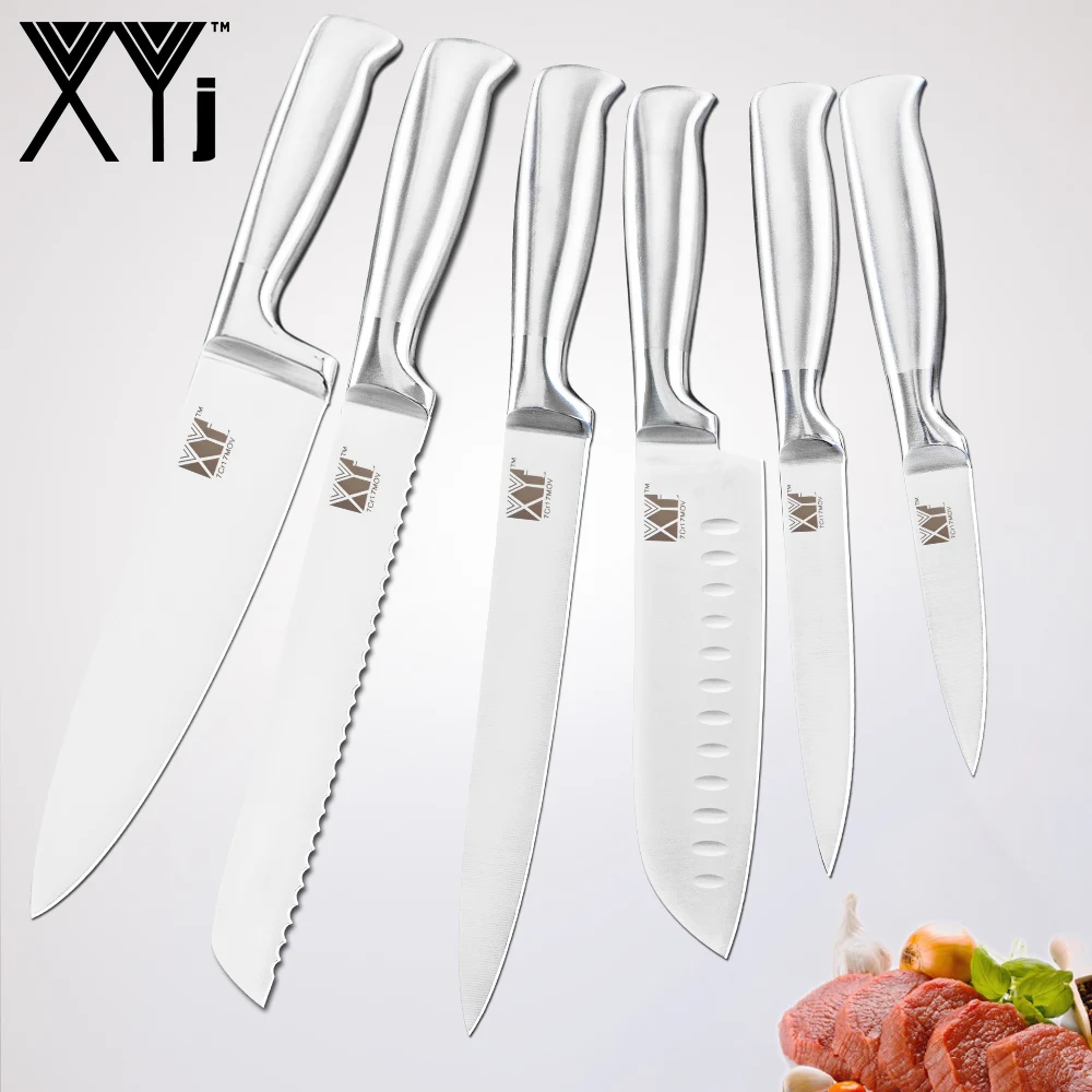 

XYj Kitchen Knife Set Stainless Steel Knife Holder Stand Cooking Block Sharpener Bar Rod Cutting Board Scissors Accessories