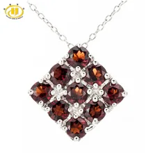 Hutang 3.15ct натуральный гранат кулон серебро 925 пробы ожерелье с драгоценными камнями мелкозернистый камень украшения подарок на день рождения 1" цепи