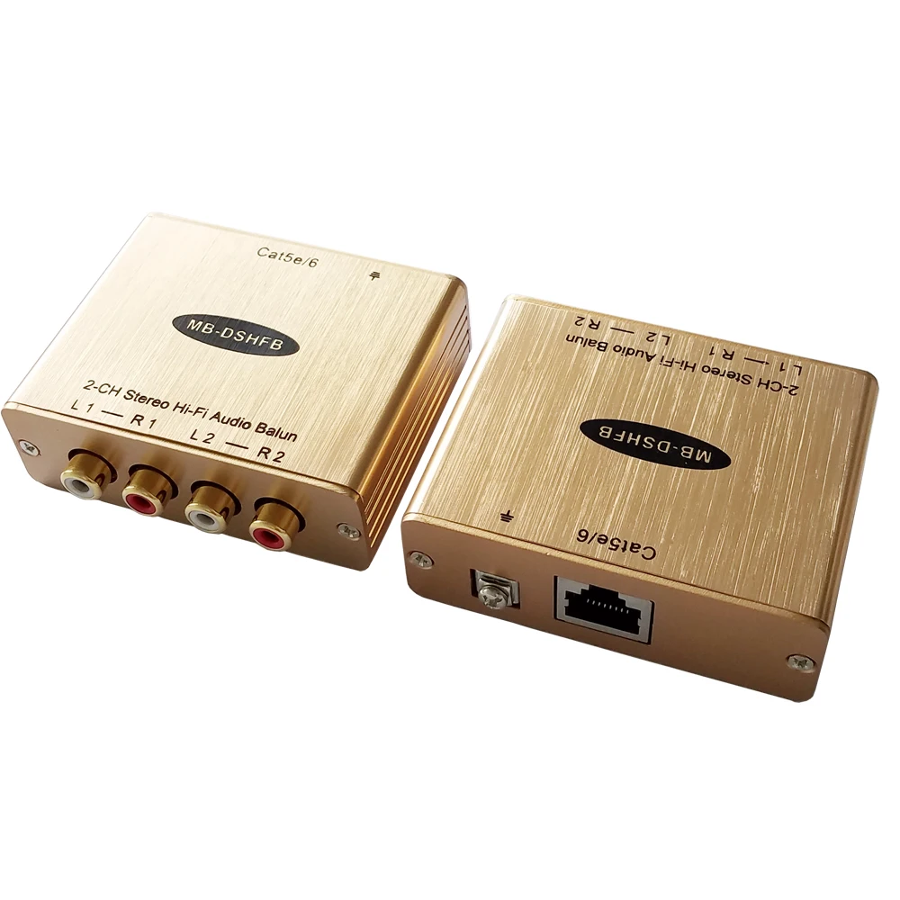 

Cat5 Bi-Directional Stereo Audio Adapter RCA Audio to RJ45 Converter 4-CH Analog audio over IP Hi-Fi audio converter