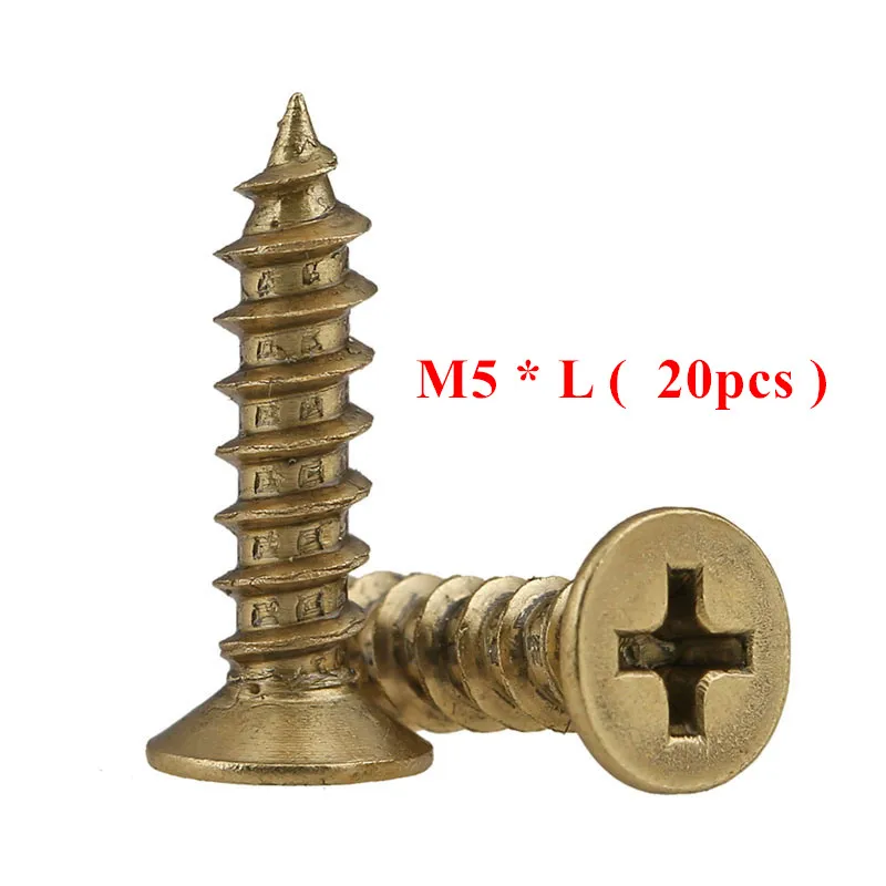 

20pcs KA M5*12/16/20/25/30/35/40mm Brass Phillips Flat Countersunk head self tapping screws 5mm Laptop wood self-tapping screw