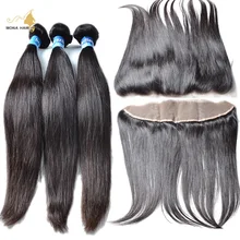 7a hair with lace frontals brazilian straight 2 Bundles With 13×4 lace frontals with baby hair
