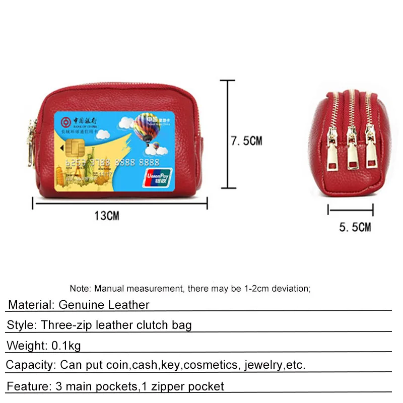 Женский кошелек из натуральной кожи с отделением для карт и монет, мини-карман на молнии, популярный маленький кошелек для денег, вместительный