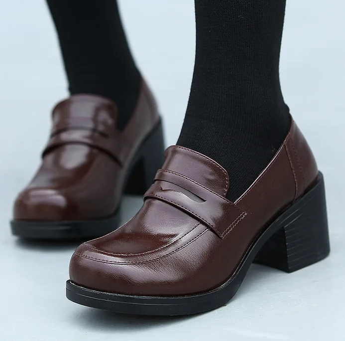 

Women's Block Heels Shoes Japanese School Girls Brogue Oxfords Lolita Cosplay Sz B178
