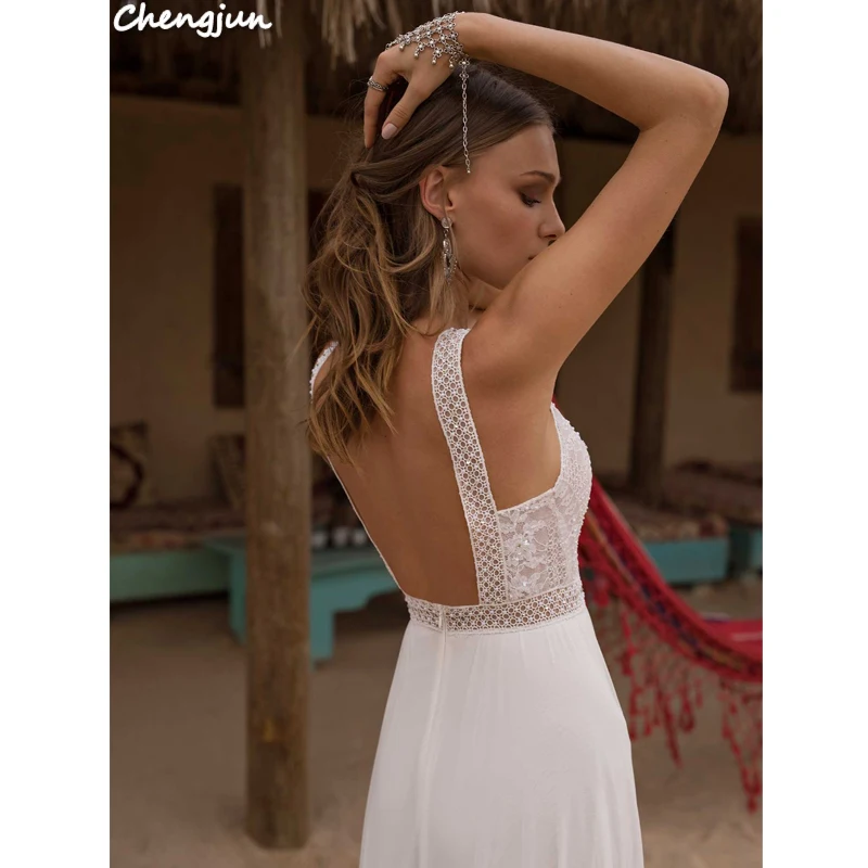 Chengjun A Line Summer Bohemian Guest Beach Wedding Dress