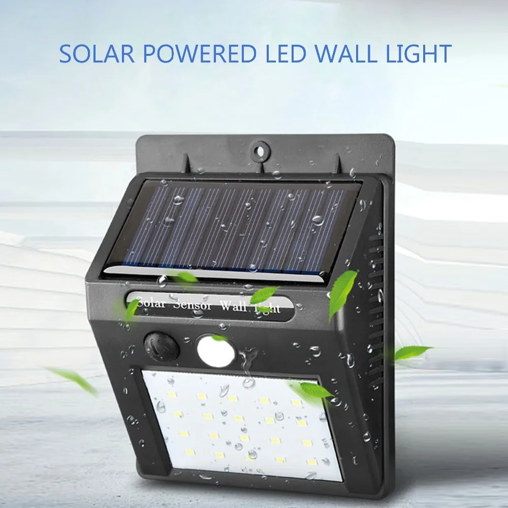 

Solar Powered Led Wall Light 20 LED PIR sensor+CDS Night sensor Outdoor Waterproof Energy Saving for garden street Lamp