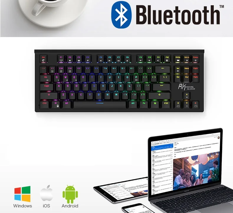 Royal Kludge RK G87 двойной режим Bluetooth беспроводной/USB Проводная RGB подсветка перезаряжаемая Механическая игровая клавиатура RK Axis