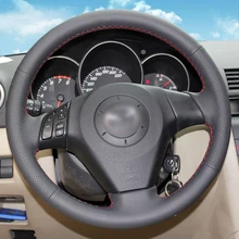 Hand-stitched Black Leather Steering Wheel Cover for Old Mazda 3 Mazda 5 Mazda 6 Pentium B70