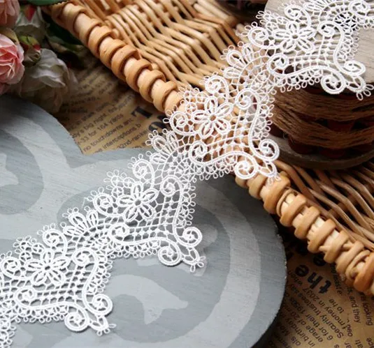 

5 yards/Lot off white Polyester Flower Embroidered Lace Ribbon Applique Handmade DIY Sewing Craft Lace Trim Decoration
